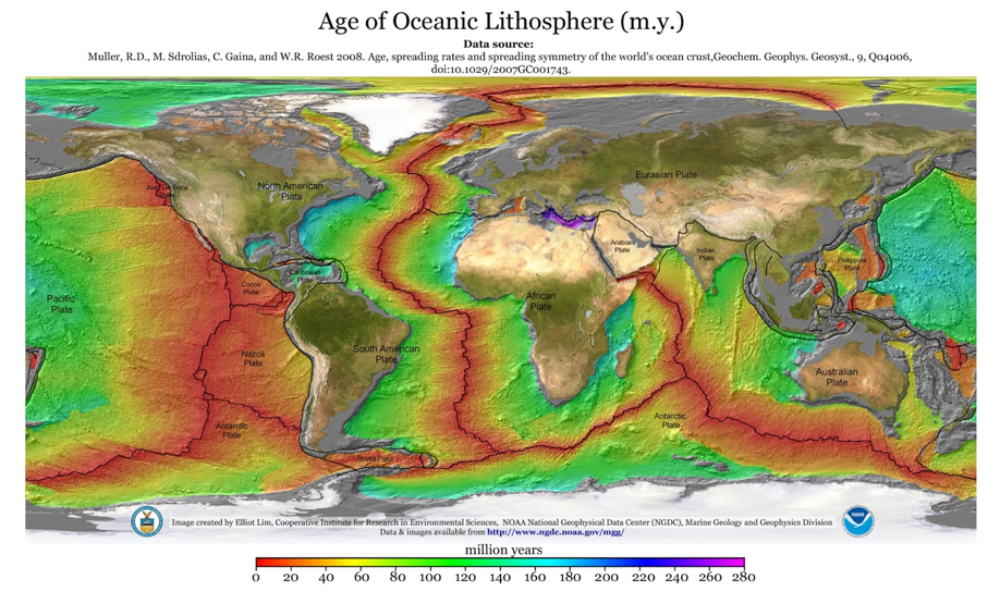 Карта возраста океанического дна